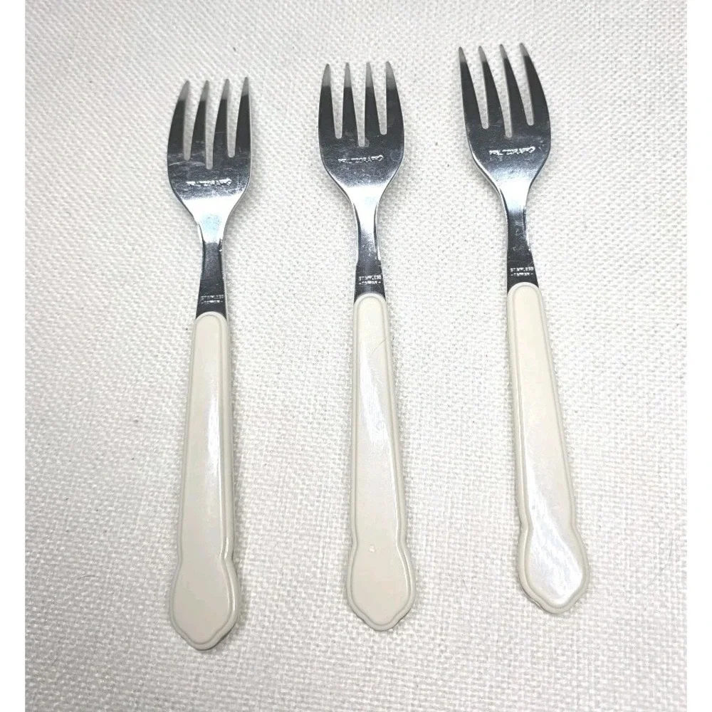 Pfaltzgraff Tea Rose Flatware Set Of 3 Salad Forks‎ Vintage Taiwan